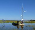 A research tower at NSF's Plum Island Ecosystems LTER site; it measures salt marsh carbon dioxide.